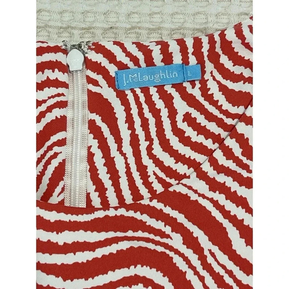 J McLaughlin Sophia Dress Women’s Large Orange Catalina Cloth Sheath Radio Waves - Picture 13 of 15